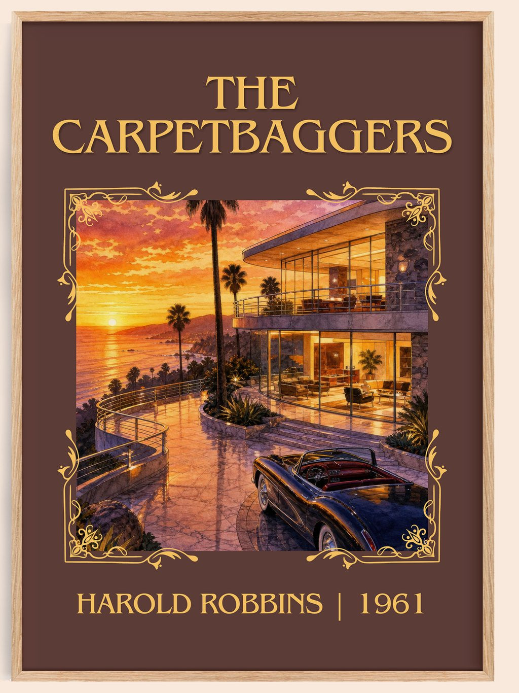 The Carpetbaggers Classic Book Art Print by Harold Robbins – book poster