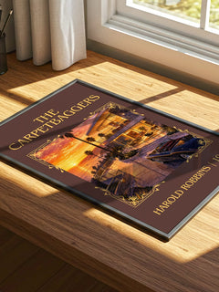 The Carpetbaggers Classic Book Art Print by Harold Robbins – print on a sunlit desk