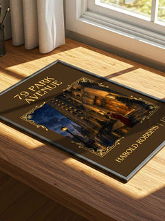 79 Park Avenue Classic Book Art Print by Harold Robbins – print on a sunlit desk
