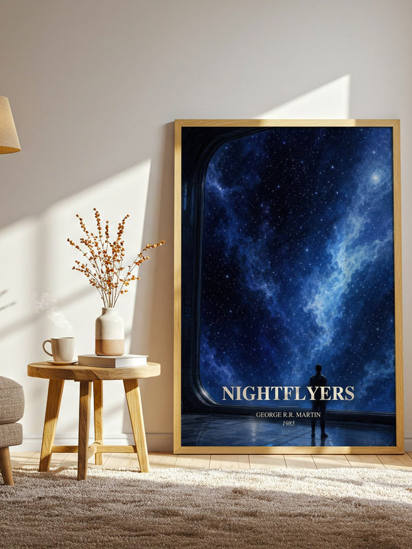 Nightflyers watercolour print in frame leaning in hallway – sci fi wall art