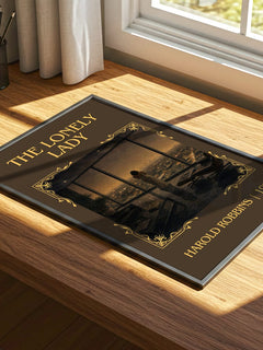 The Lonely Lady Classic Book Art Print by Harold Robbins – print on a sunlit desk
