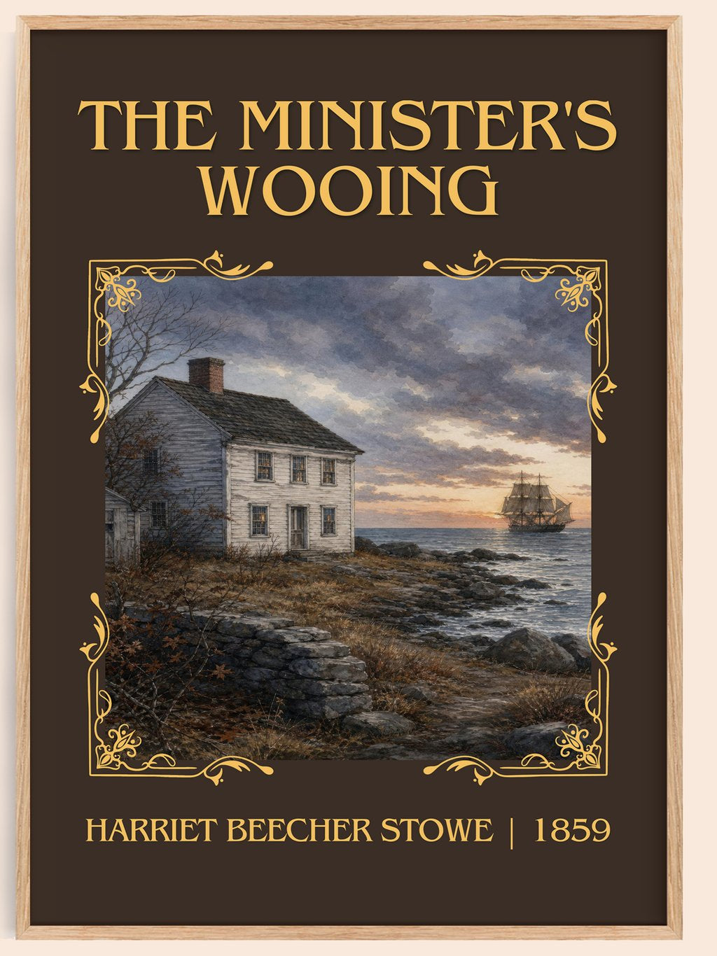 The Minister's Wooing Classic Book Art Print by Harriet Beecher Stowe – book poster