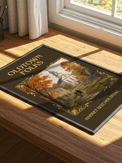Oldtown Folks Classic Book Art Print by Harriet Beecher Stowe – print on a sunlit desk