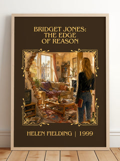 Bridget Jones: The Edge Of Reason Classic Book Art Print by Helen Fielding – framed print leaning on a wooden floor