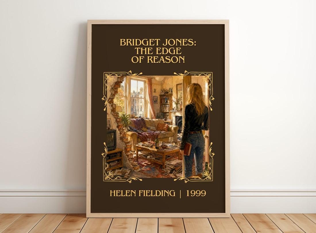 Bridget Jones: The Edge Of Reason Classic Book Art Print by Helen Fielding – framed print leaning on a wooden floor