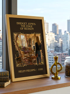 Bridget Jones: The Edge Of Reason Classic Book Art Print by Helen Fielding – framed print on a city-view windowsill