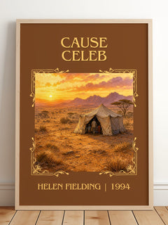 Cause Celeb Classic Book Art Print by Helen Fielding – framed print leaning on a wooden floor