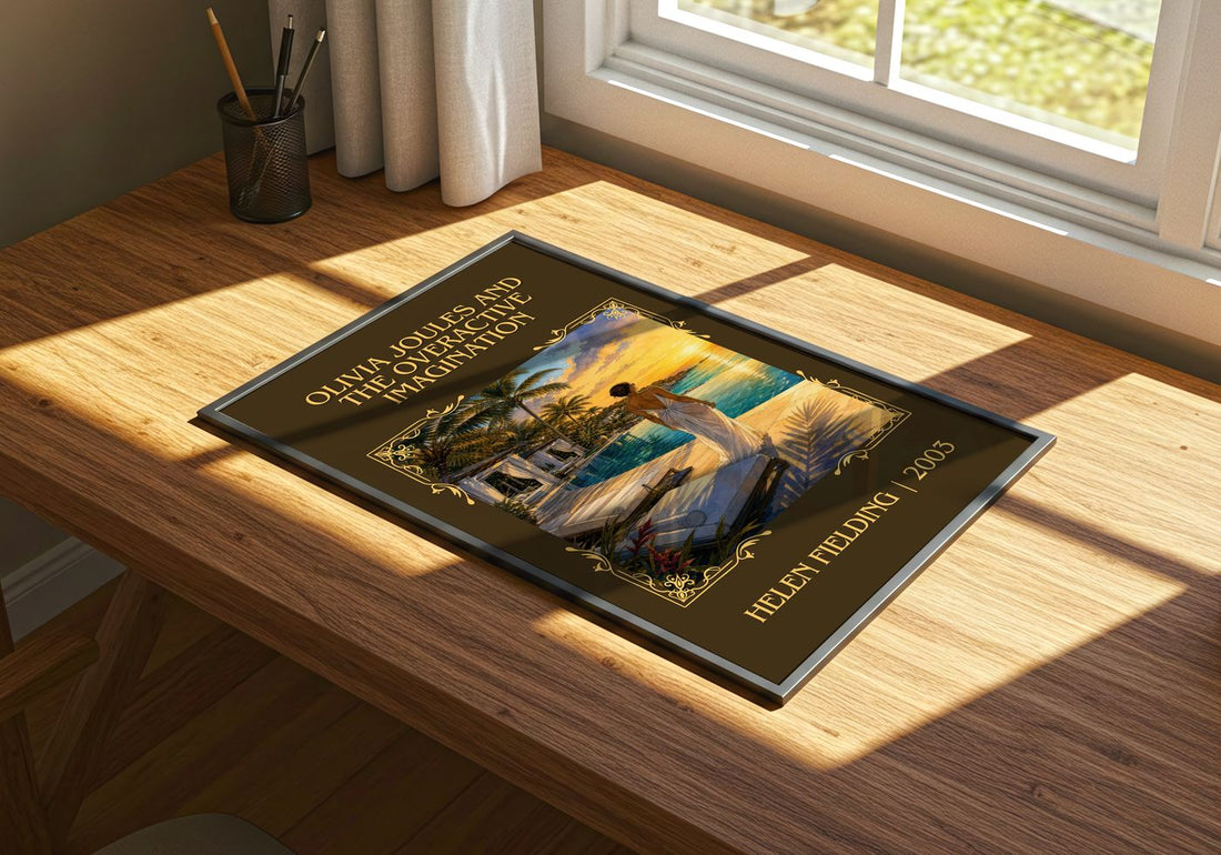 Olivia Joules And The Overactive Imagination Classic Book Art Print by Helen Fielding – print on a sunlit desk