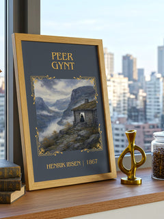 Peer Gynt Classic Book Art Print by Henrik Ibsen – framed print on a city-view windowsill