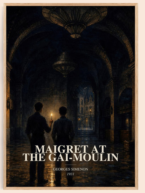 Maigret At The Gai-Moulin watercolour book poster by Georges Simenon – framed literary art print