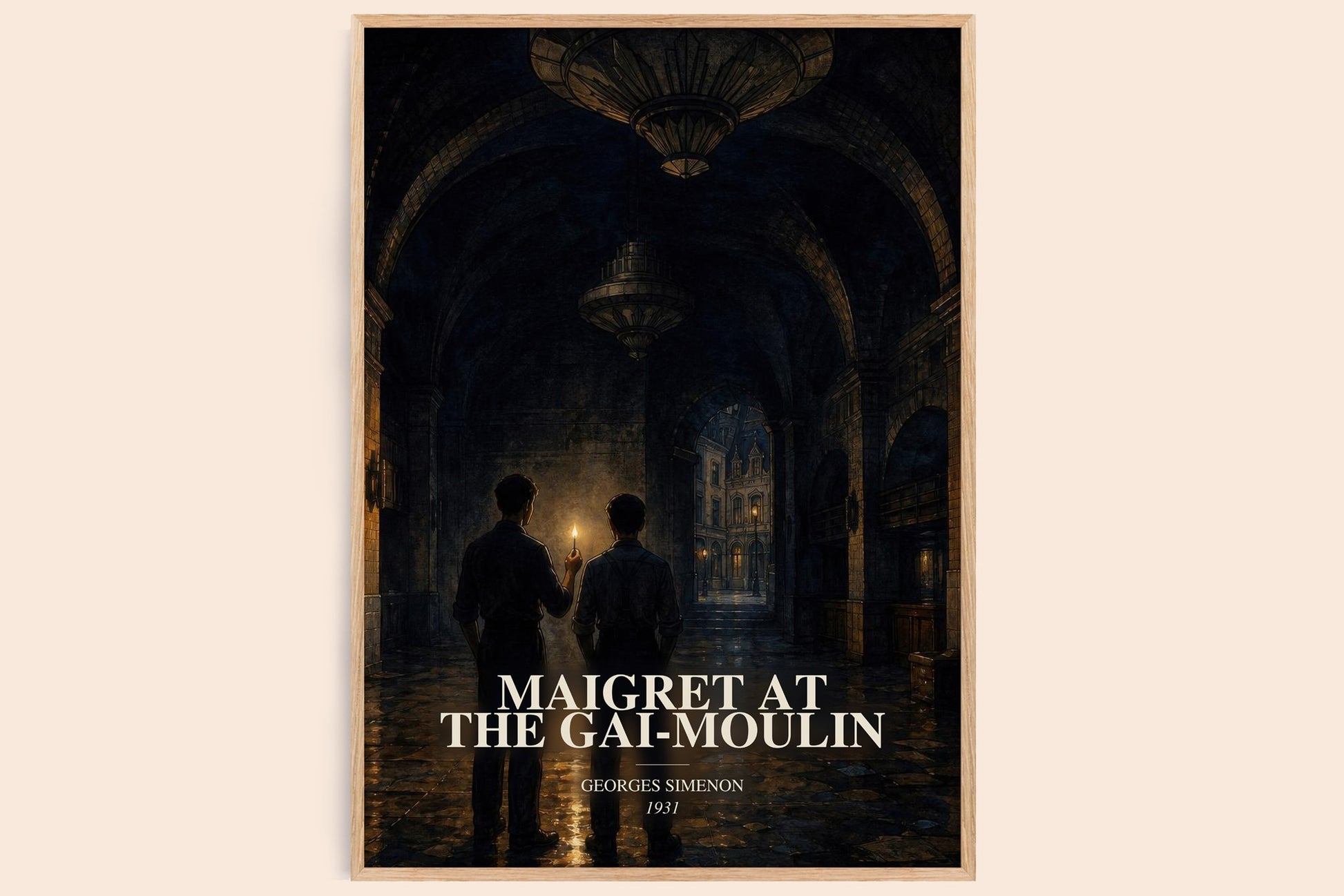 Maigret At The Gai-Moulin watercolour book poster by Georges Simenon – framed literary art print