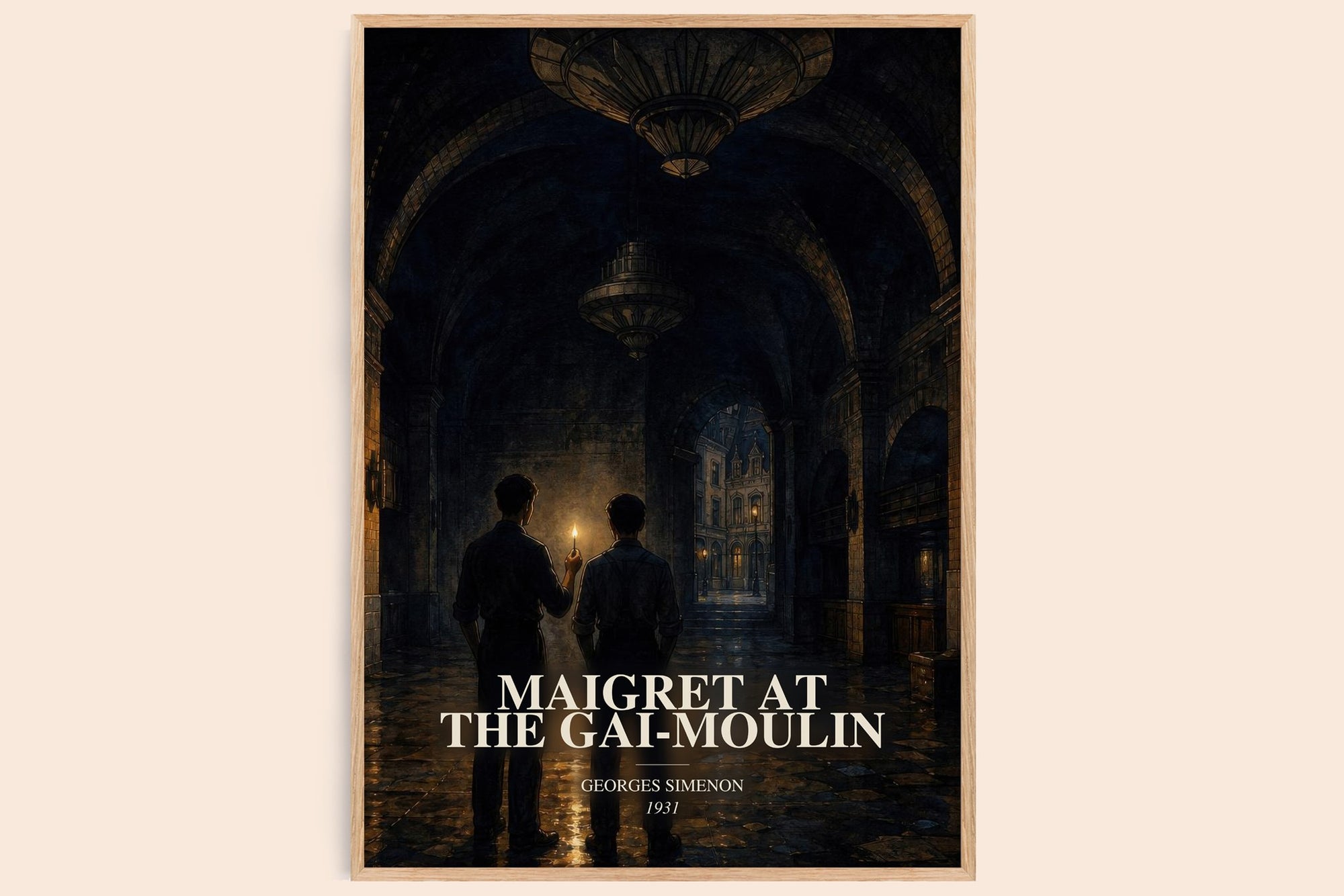 Maigret At The Gai-Moulin watercolour book poster by Georges Simenon – framed literary art print