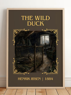 The Wild Duck Classic Book Art Print by Henrik Ibsen – framed print leaning on a wooden floor