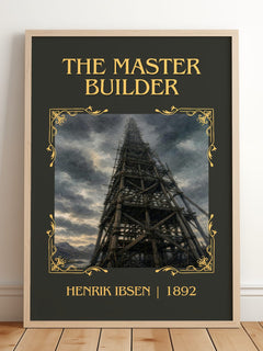 The Master Builder Classic Book Art Print by Henrik Ibsen – framed print leaning on a wooden floor