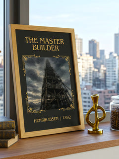 The Master Builder Classic Book Art Print by Henrik Ibsen – framed print on a city-view windowsill
