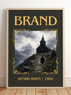 Brand Classic Book Art Print by Henrik Ibsen – framed print leaning on a wooden floor