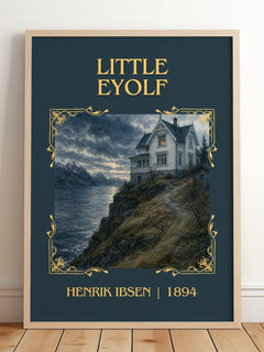 Little Eyolf Classic Book Art Print by Henrik Ibsen – framed print leaning on a wooden floor