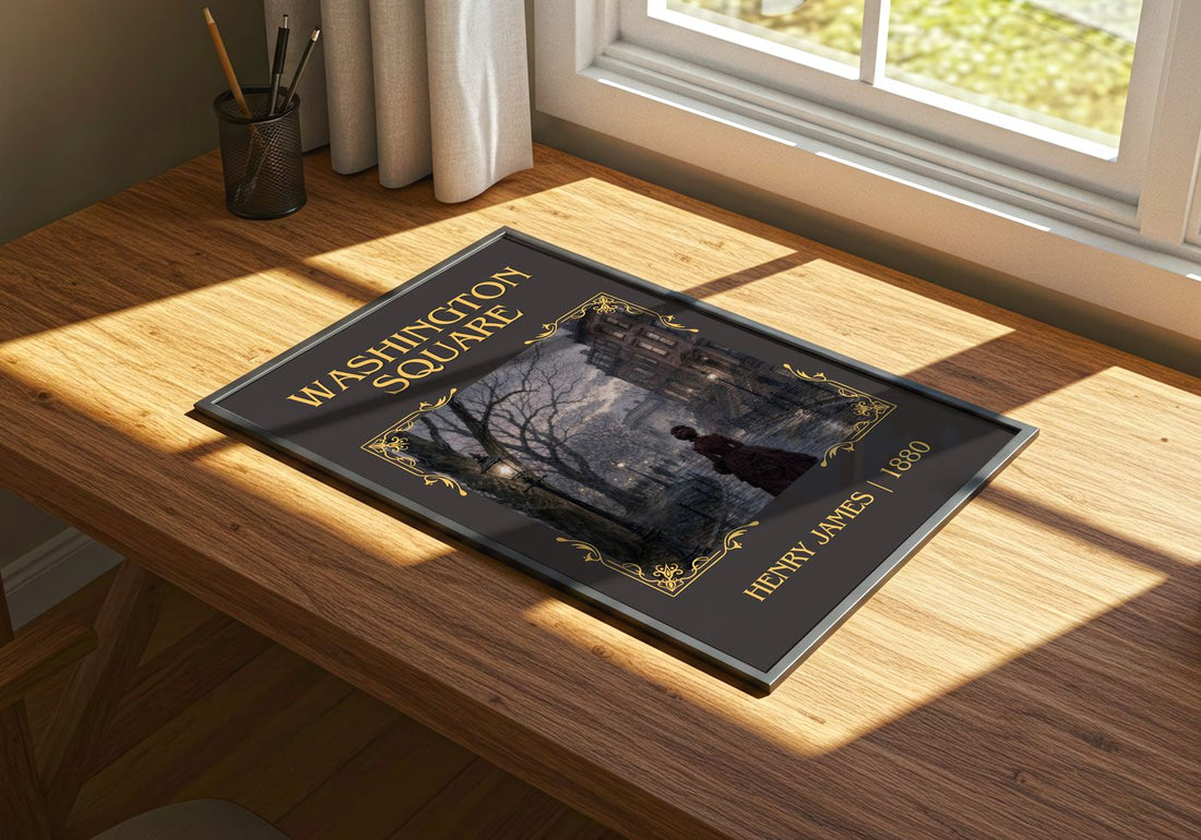Washington Square Classic Book Art Print by Henry James – print on a sunlit desk