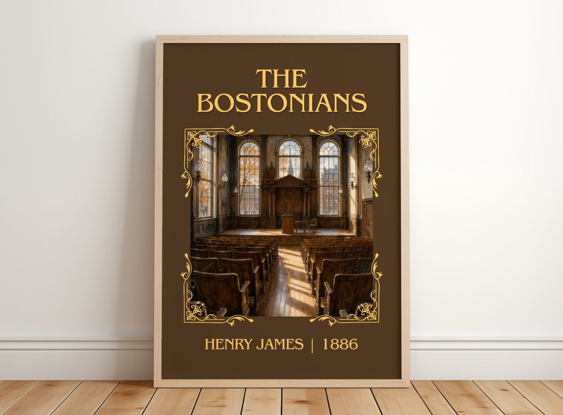 The Bostonians Classic Book Art Print by Henry James – framed print leaning on a wooden floor