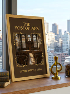 The Bostonians Classic Book Art Print by Henry James – framed print on a city-view windowsill
