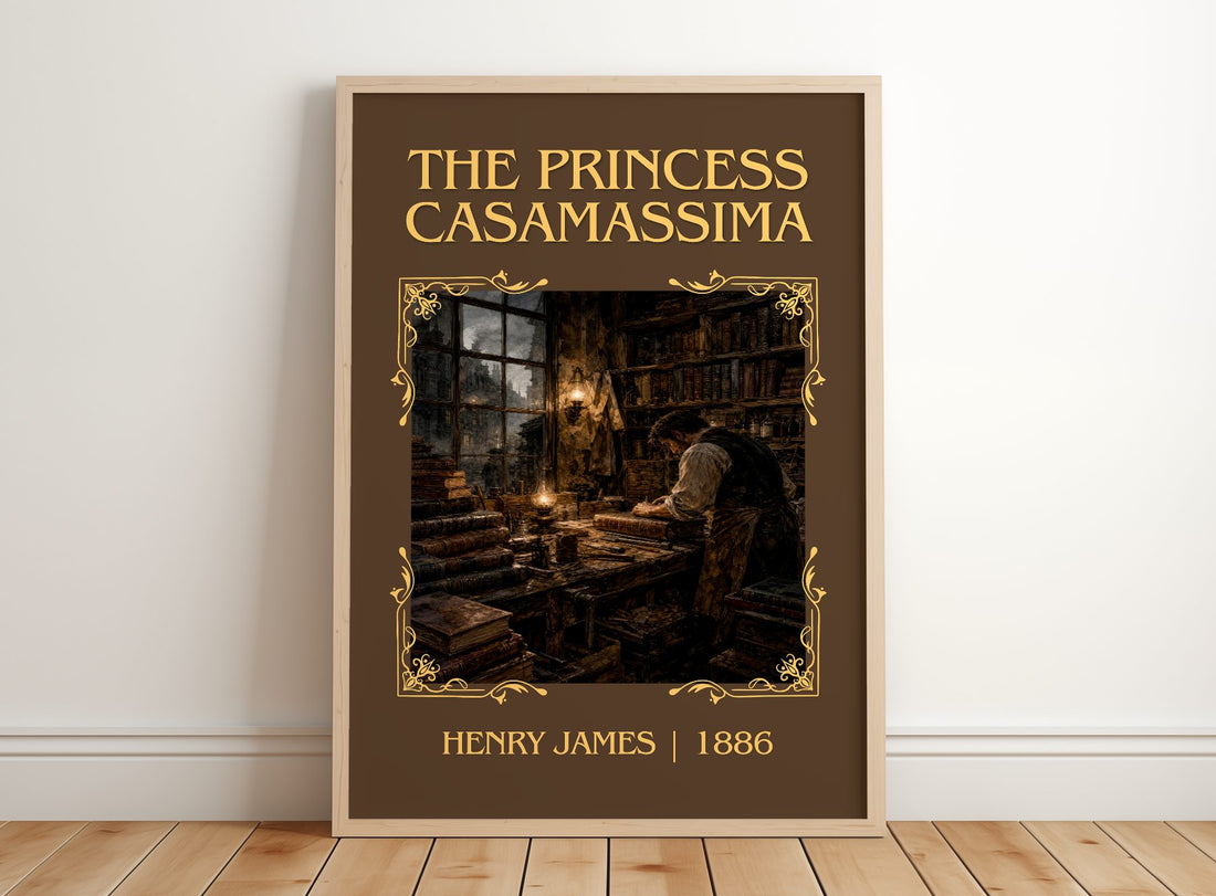 The Princess Casamassima Classic Book Art Print by Henry James – framed print leaning on a wooden floor