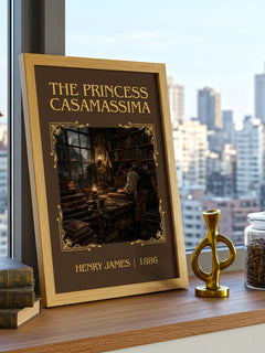 The Princess Casamassima Classic Book Art Print by Henry James – framed print on a city-view windowsill