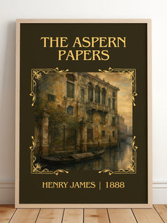 The Aspern Papers Classic Book Art Print by Henry James – framed print leaning on a wooden floor