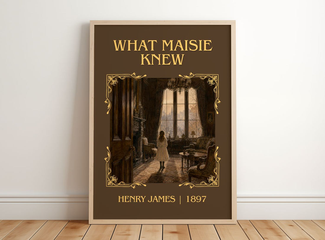 What Maisie Knew Classic Book Art Print by Henry James – framed print leaning on a wooden floor