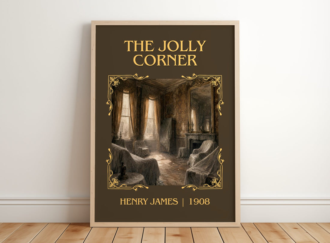 The Jolly Corner Classic Book Art Print by Henry James – framed print leaning on a wooden floor