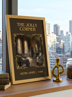 The Jolly Corner Classic Book Art Print by Henry James – framed print on a city-view windowsill