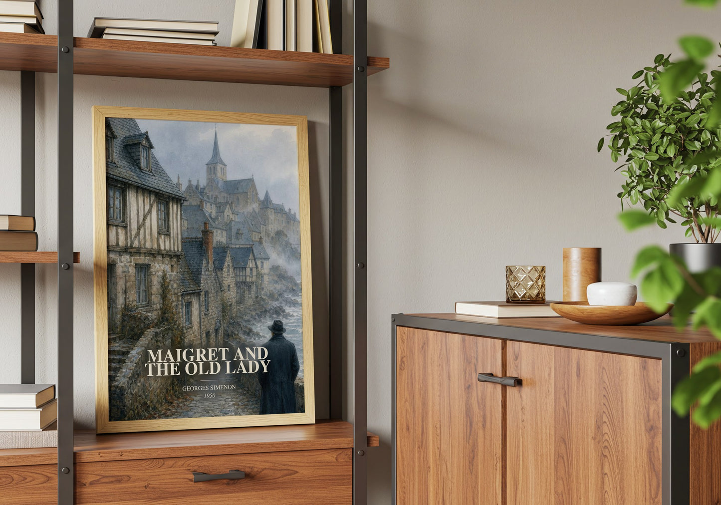 Maigret And The Old Lady book watercolour illustration paper finish options – matte satin gloss