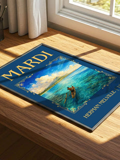 Mardi Classic Book Art Print by Herman Melville – print on a sunlit desk
