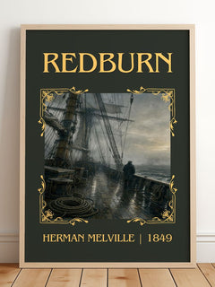 Redburn Classic Book Art Print by Herman Melville – framed print leaning on a wooden floor
