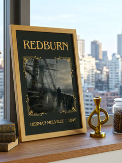 Redburn Classic Book Art Print by Herman Melville – framed print on a city-view windowsill