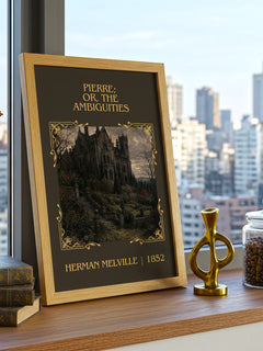 Pierre; Or, The Ambiguities Classic Book Art Print by Herman Melville – framed print on a city-view windowsill