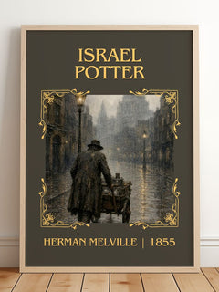 Israel Potter Classic Book Art Print by Herman Melville – framed print leaning on a wooden floor