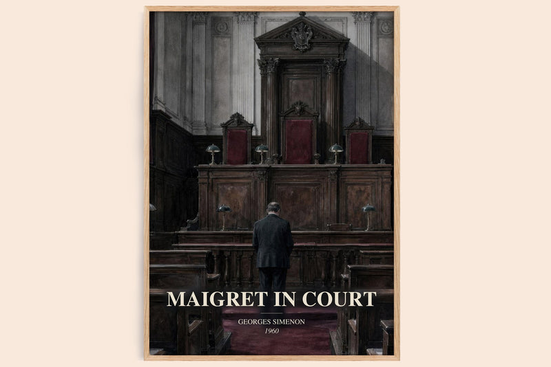 Maigret In Court watercolour book poster by Georges Simenon – framed literary art print