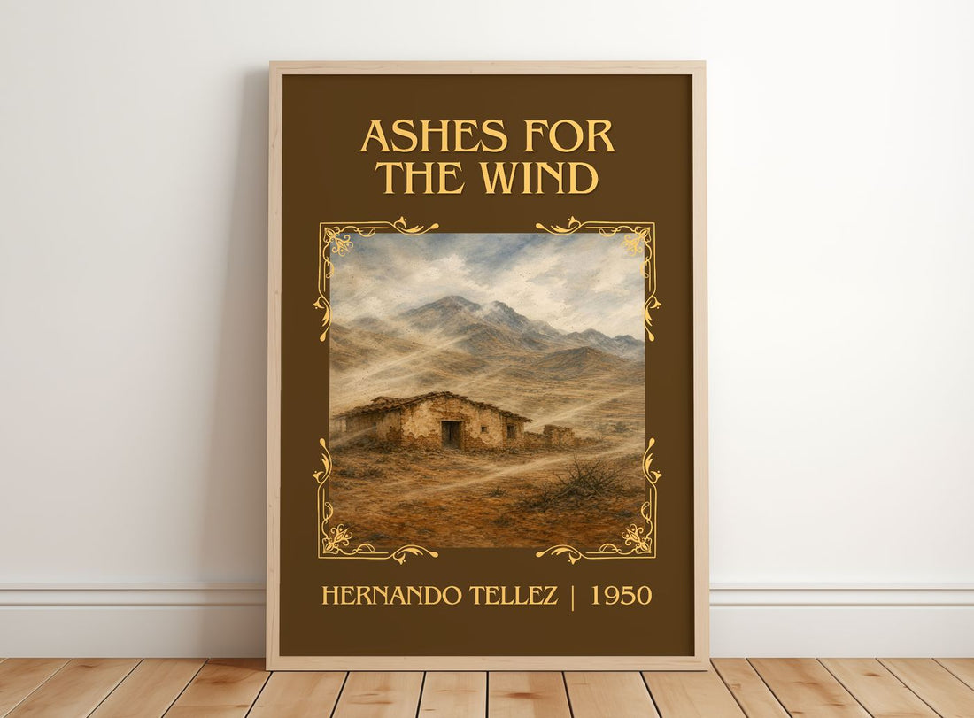 Ashes For The Wind Classic Book Art Print by Hernando Téllez – framed print leaning on a wooden floor