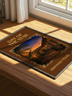 Day Of The Star Classic Book Art Print by Hernando Téllez – print on a sunlit desk
