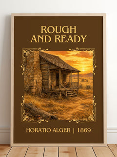 Rough And Ready Classic Book Art Print by Horatio Alger – framed print leaning on a wooden floor