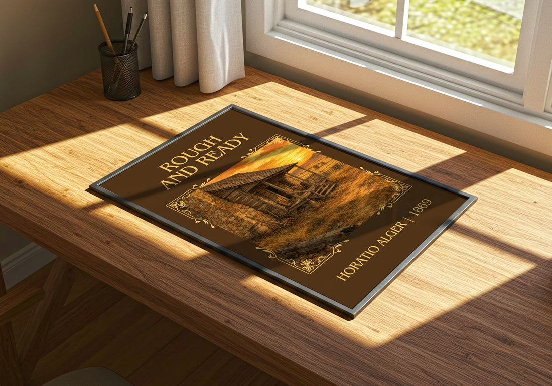 Rough And Ready Classic Book Art Print by Horatio Alger – print on a sunlit desk
