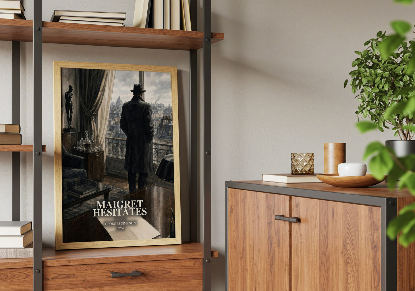 Maigret Hesitates book watercolour illustration paper finish options – matte satin gloss