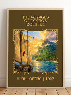 The Voyages Of Doctor Dolittle Classic Book Art Print by Hugh Lofting – framed print leaning on a wooden floor
