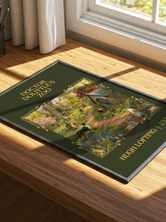 Doctor Dolittle's Zoo Classic Book Art Print by Hugh Lofting – print on a sunlit desk