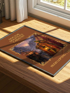 Doctor Dolittle's Caravan Classic Book Art Print by Hugh Lofting – print on a sunlit desk