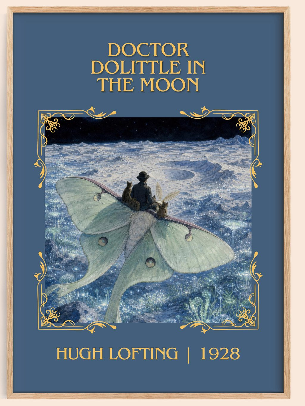 Doctor Dolittle In The Moon Classic Book Art Print by Hugh Lofting – book poster