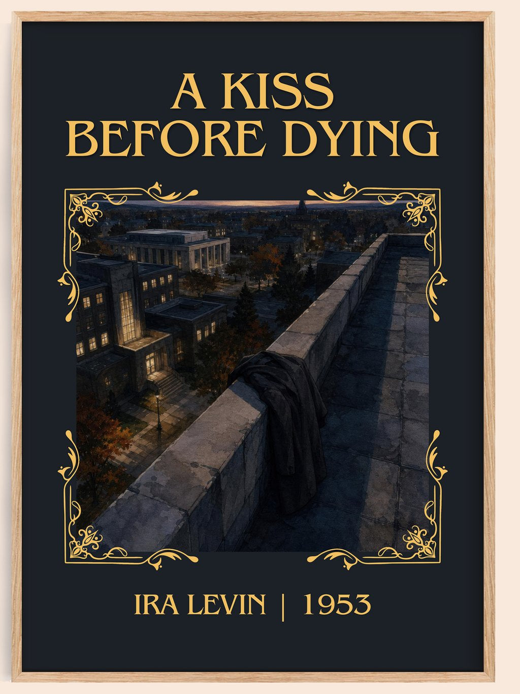 A Kiss Before Dying Classic Book Art Print by Ira Levin – book poster