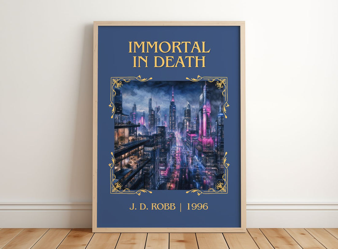 Immortal In Death Classic Book Art Print by J. D. Robb – framed print leaning on a wooden floor