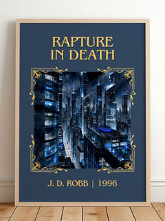 Rapture In Death Classic Book Art Print by J. D. Robb – framed print leaning on a wooden floor