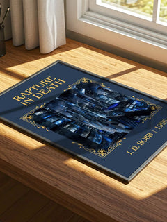 Rapture In Death Classic Book Art Print by J. D. Robb – print on a sunlit desk